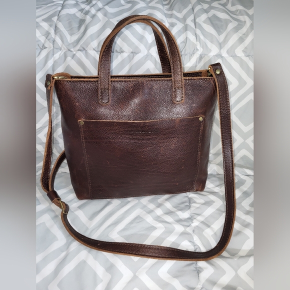 AUTHENTIC PORTLAND LEATHER GOODS  CROSSBODY / SATCHEL ZIP TOP TOTE BROWN - Picture 3 of 16